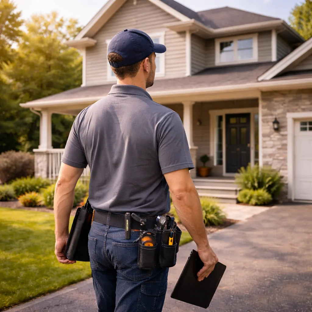 Residential inspector evaluating a home